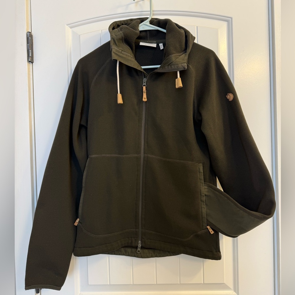 Fjallraven Men's Olive Green Full-Zip Hooded Jacket
